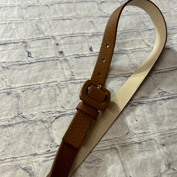 COLDWATER CREEK GENUINE LEATHER BROWN PEBBLE GRAIN COVERED BUCKLE BELT SIZE MED - Picture 6 of 9